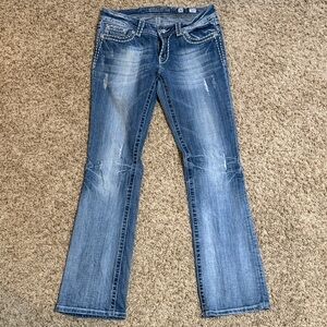 Miss Me Boot Cut Jeans in Distressed Blue